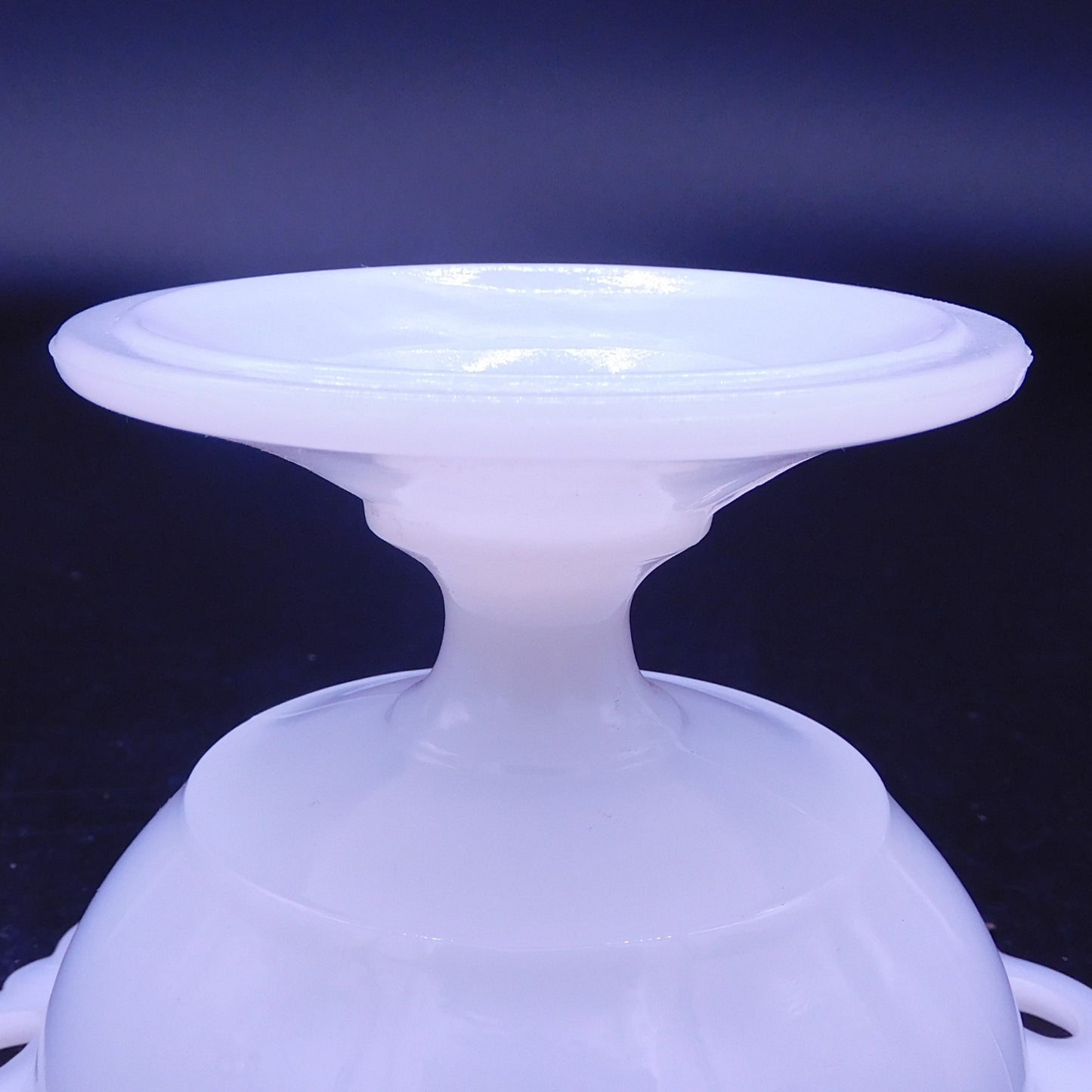 Vintage Charm: Exquisite Milk Glass Pedestal Candy Dish with Intricate Design (7181)