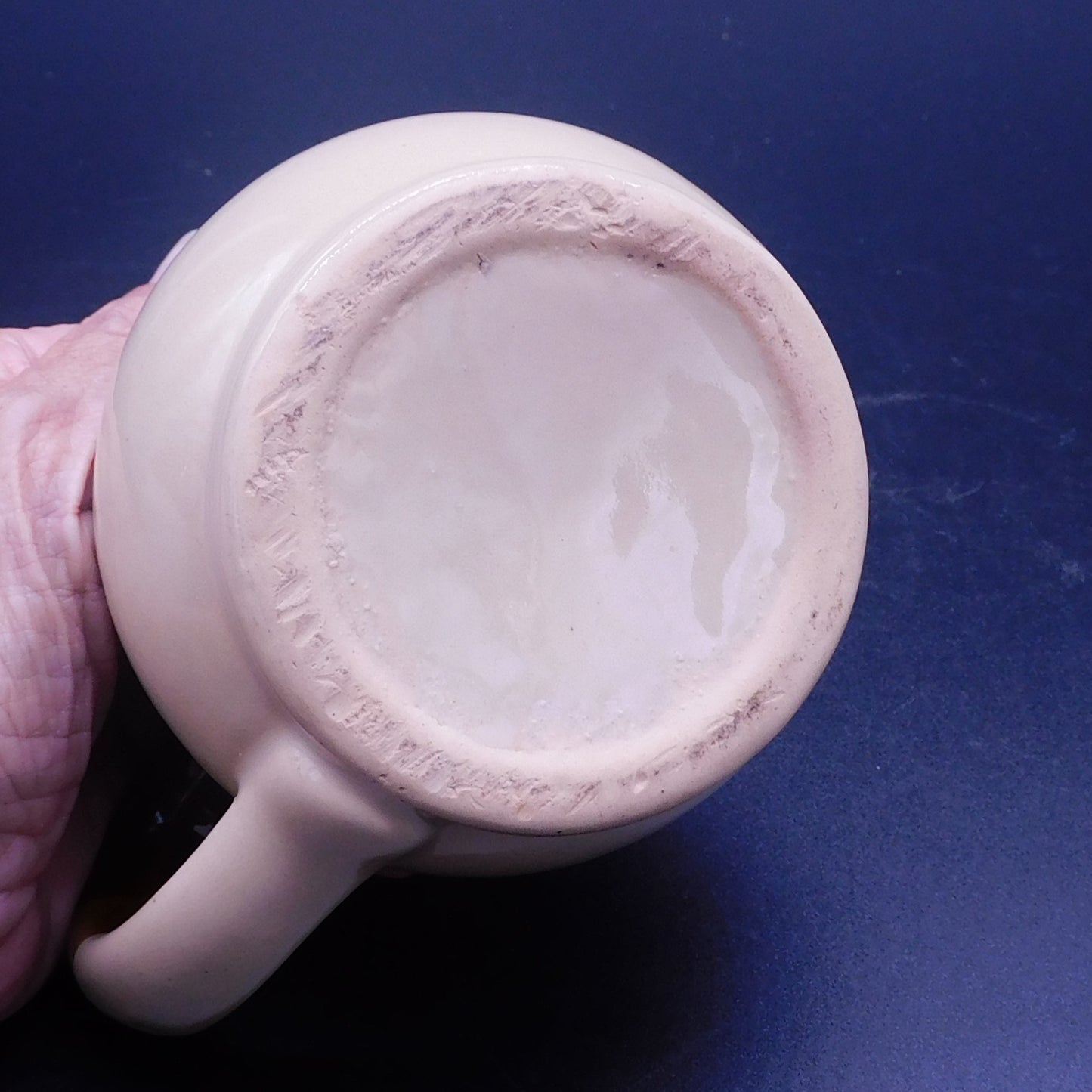 Collectible Stoneware Creamer with Brown Stripes: Charming Vintage Find (7123) Free Shipping