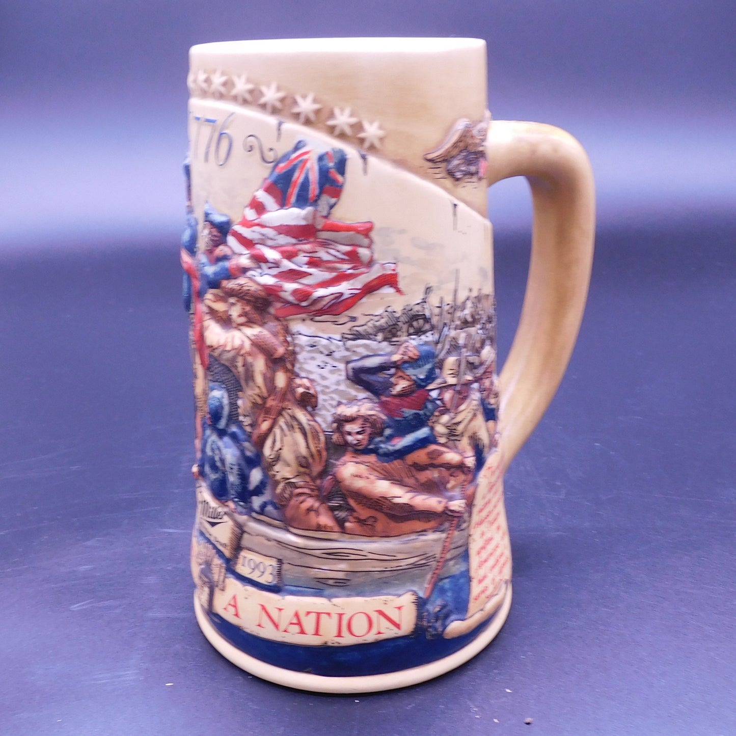 Sip With History: Unveiling the Patriotism in Every Beer Swig with the Miller Genuine Draft "Birth of a Nation" Beer Stein (7188)