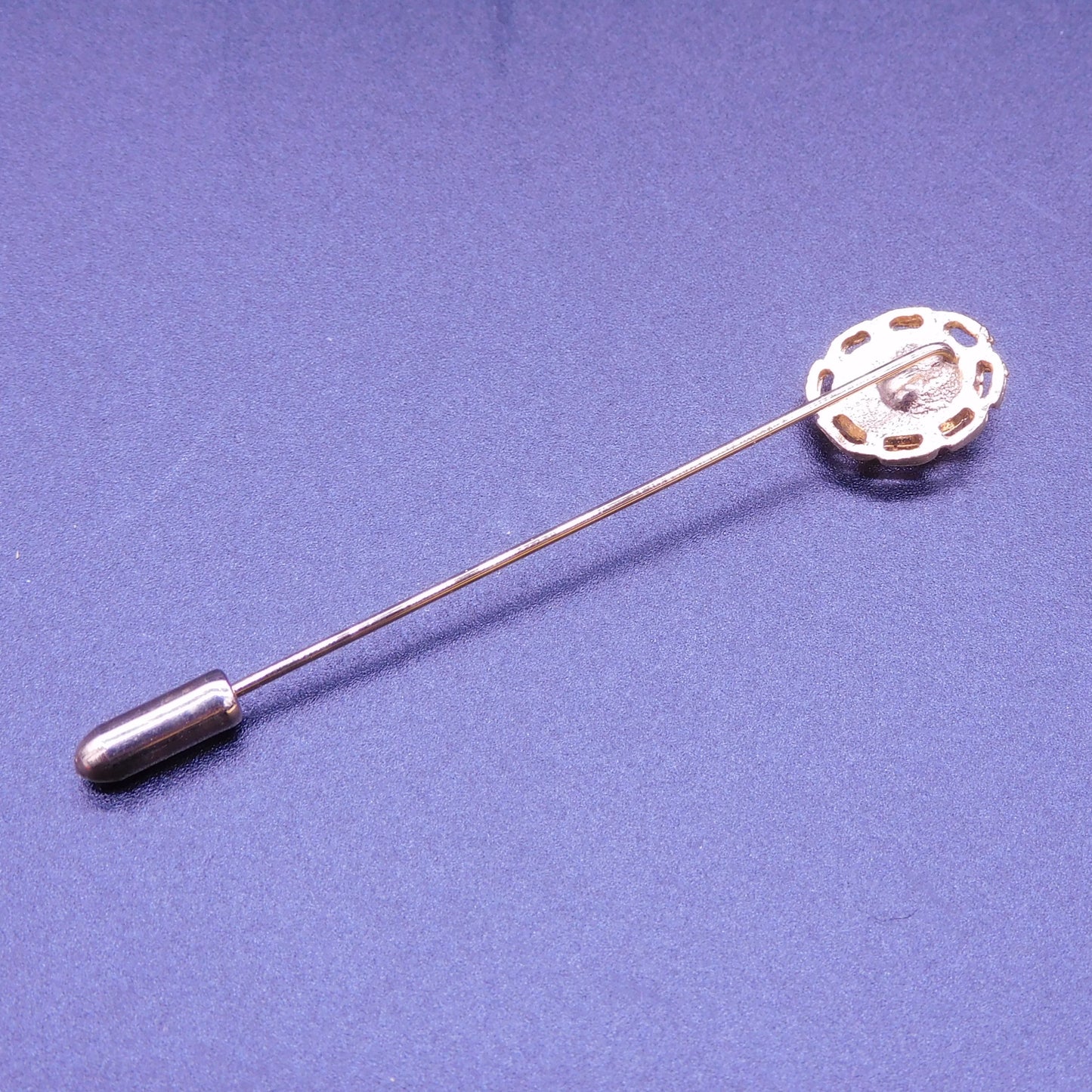 Glamour & Grace: Gold-Tone Lapel Pin with White Stone (7192c)