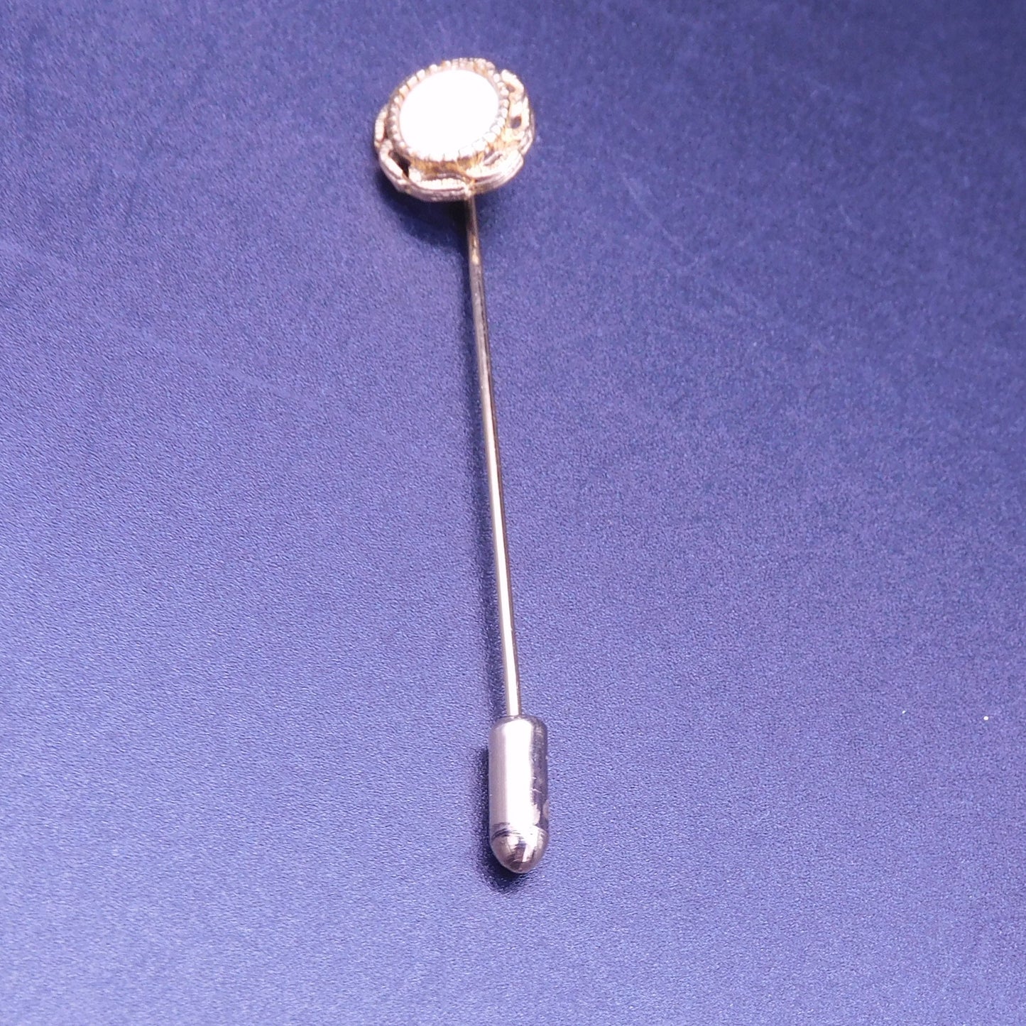 Glamour & Grace: Gold-Tone Lapel Pin with White Stone (7192c)