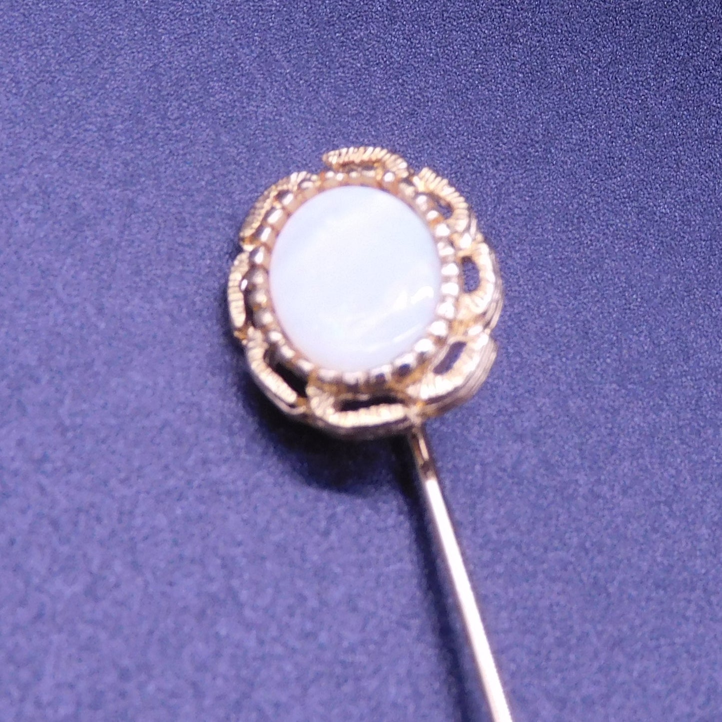 Glamour & Grace: Gold-Tone Lapel Pin with White Stone (7192c)