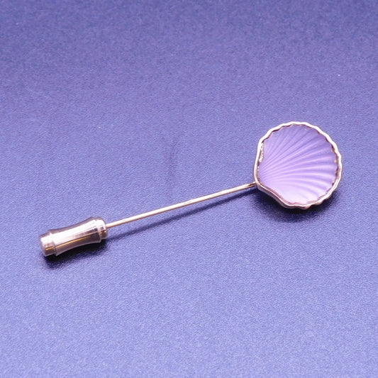 Purple Shell Lapel Pin, Vintage Jewelry (7195c)