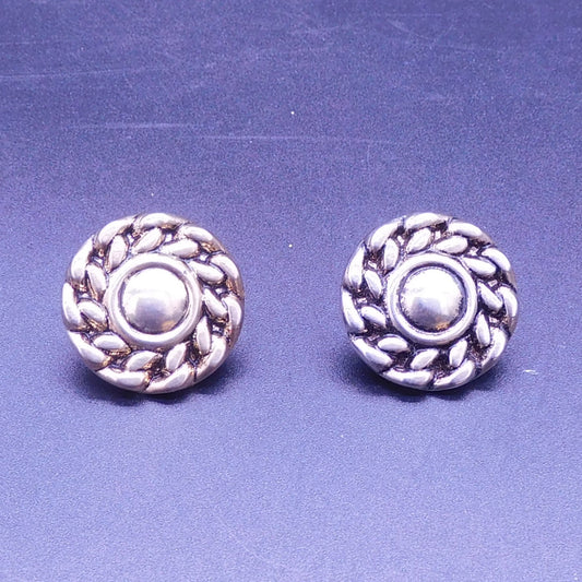Vintage Silver Tone, Round Clip On Earrings 7203c
