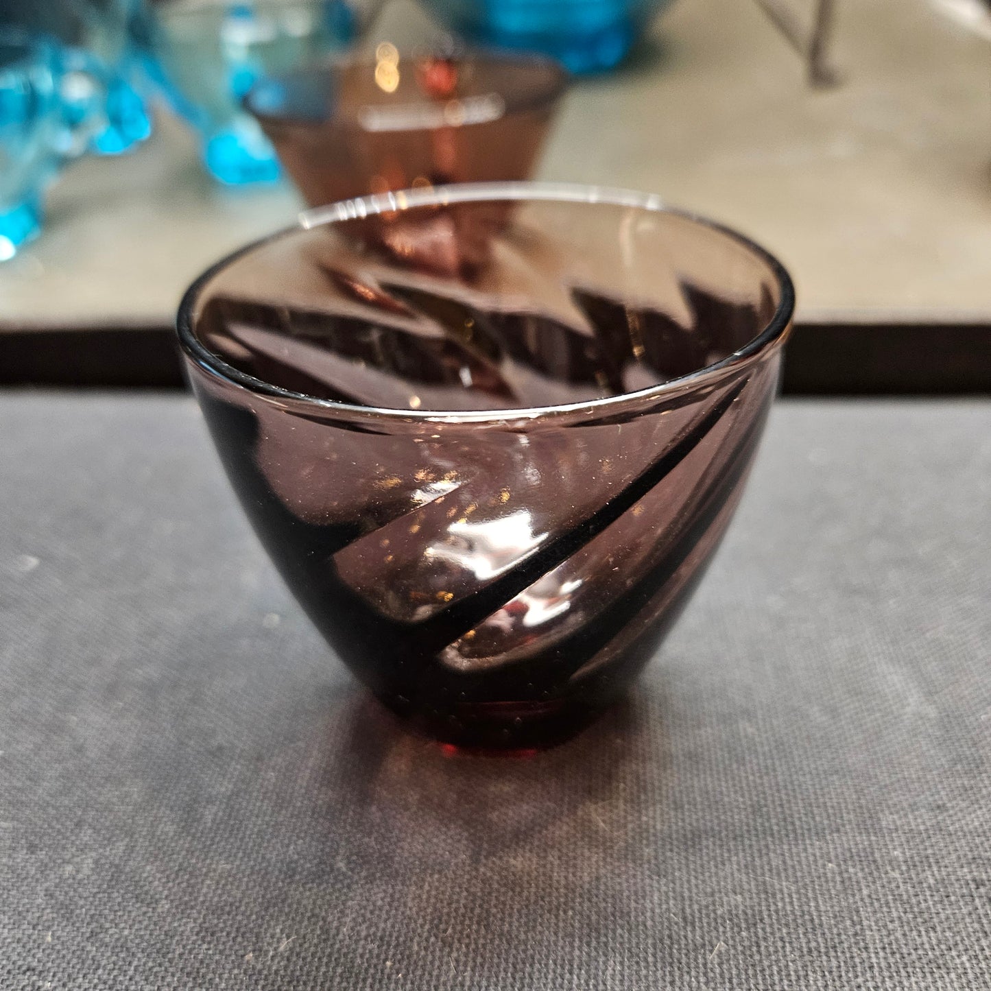 Vintage Moroccan Amethyst 8oz Optic Twist Lowball Cocktail Glass - Vintage Barware - Retro Barware 7832