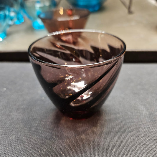 Vintage Moroccan Amethyst 8oz Optic Twist Lowball Cocktail Glass - Vintage Barware - Retro Barware 7832
