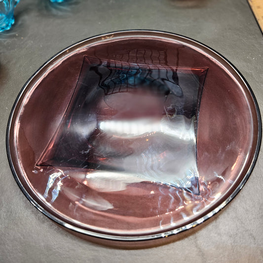 Amethyst Glass Cake Plate, Moroccan, Hazel Atlas Mid Century 40's 50's 60's 7835