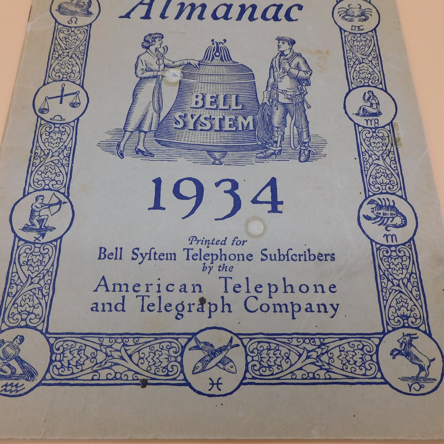 Vintage Bell Telephone Almanac, 1934, (6805) FREE SHIPPING!!